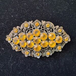 Vintage Brooch with Amber Gems